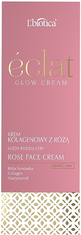 Крем для обличчя з колагеном і екстрактом французької троянди - L'biotica Eclat Clow Cream