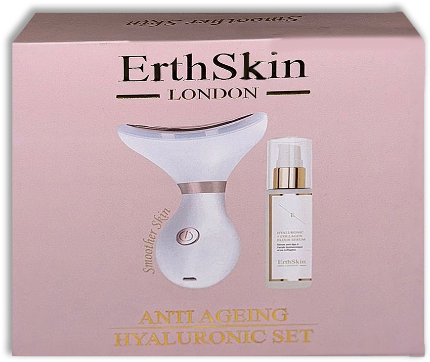 Набор - ErthSkin London Anti-Ageing Hyaluronic Acid Set (serum/60ml + massager/1pcs) — фото N1