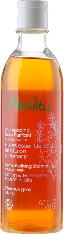 Нежный очищающий шампунь для жирных волос "Лимон и Розмарин" - Melvita Hair Care Gentle Purifyng Shampoo