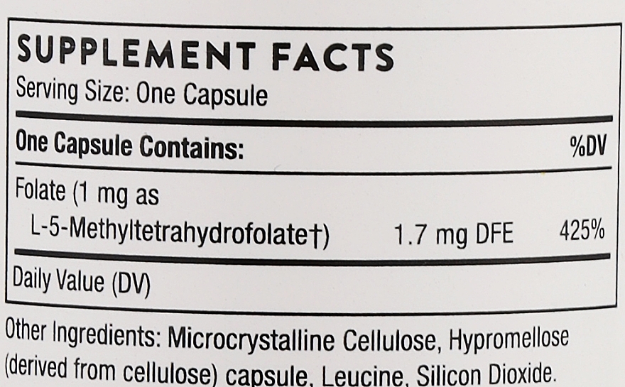 Диетическая добавка "Метафолин" 1 мг, капсулы - Thorne Research 5-MTHF — фото N3