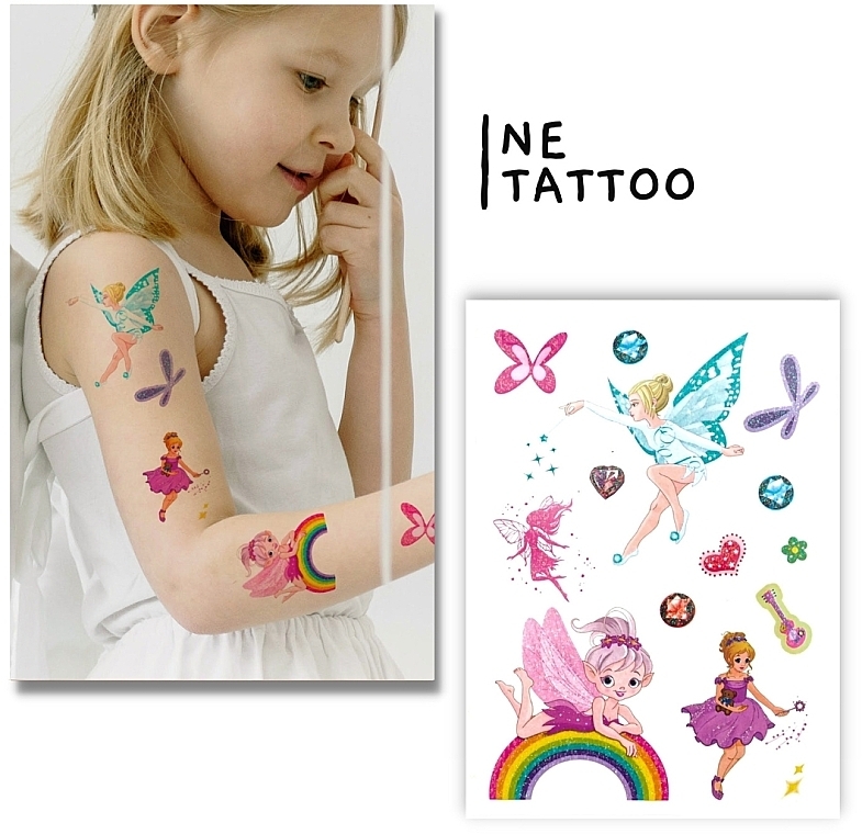 Набор детских временных тату "Фея-волшебница", с блестками - Ne Tattoo — фото N1
