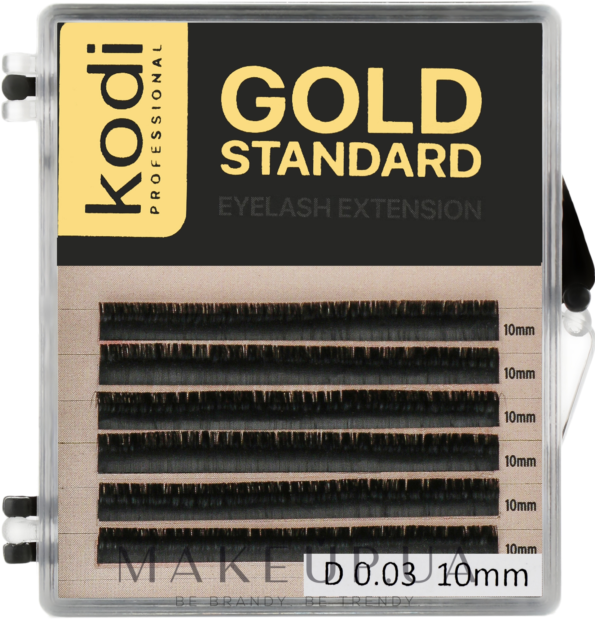 Накладні вії Gold Standart D 0.03 (6 рядів: 10 mm) - Kodi Professional — фото 1уп