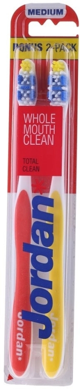 Зубна щітка середня "Total Clean", жовта + червона - Jordan Total Clean Medium — фото N1