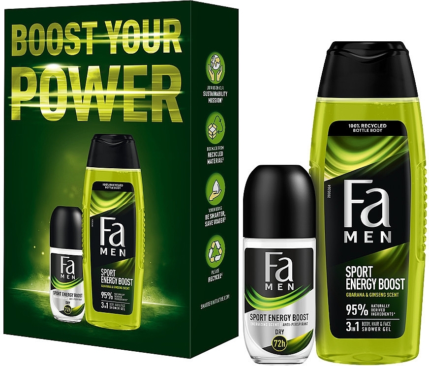 Набір "Boost Your Power" - Fa Men Sport Energy Boost (sh/gel/250ml + deo/50ml) — фото N1
