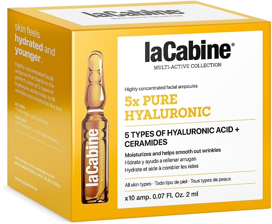 Зволожувальні ампули проти зморшок з 5 гіалуроновими кислотами - La Cabine 5xPure Hyaluronic Ampoules