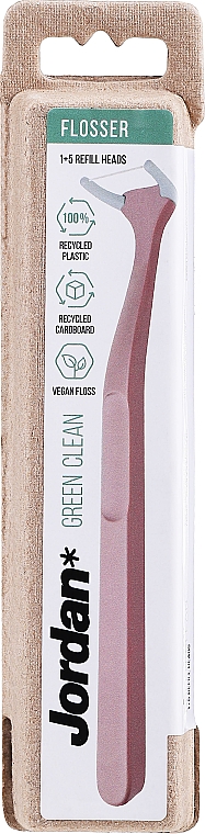 Флоссер зубная нить с держателем, розовый - Jordan Green Clean Flosser — фото N1