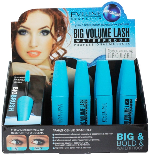 Набор - Eveline Cosmetics Big Volume Lash Waterproof Mascara (mascara/9mlx12pcs) — фото N1