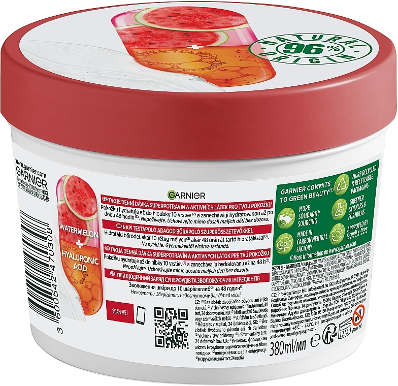 Зволожуючий гель-крем для зневодненої шкіри тіла - Garnier Body SuperFood Watermelon & Hyaluronic Acid Hydrating Gel-Cream — фото N2