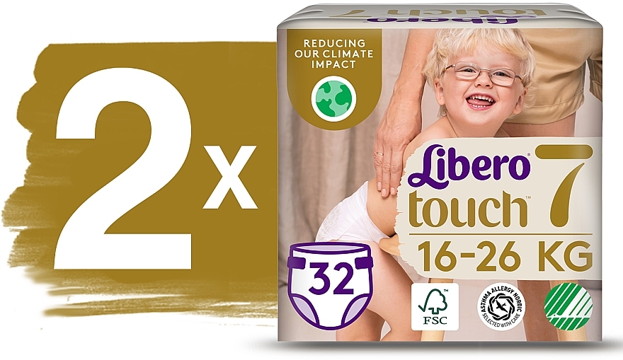 Підгузки дитячі Touch 7 (16-26 кг), 64 шт. (2х32) - Libero — фото N2