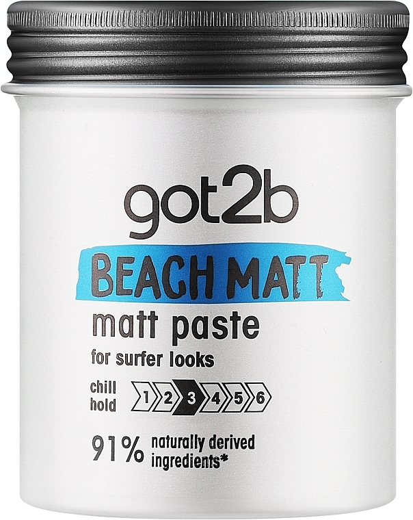 Матирующая паста для волос - Got2b Beach Matt Paste Chill Hold 3 91% Naturally Derived Ingredients — фото N1