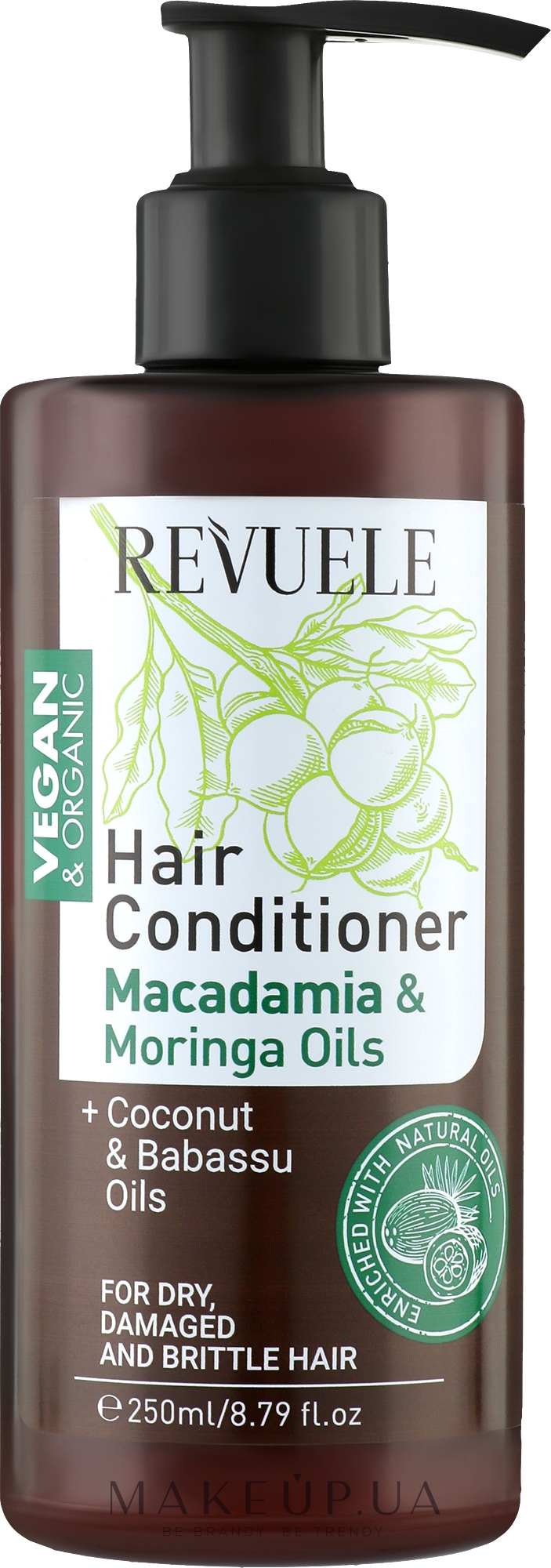 Кондиціонер для волосся з екстрактом макадамії й моринги - Revuele Vegan & Organic Hair Conditioner Macadamia & Moringa Extracts — фото 250ml