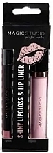 Парфумерія, косметика Набір для губ, пастельний - Magic Studio Shiny Lipgloss + Lip Liner (lip/gloss/4g + lip/liner/1g)