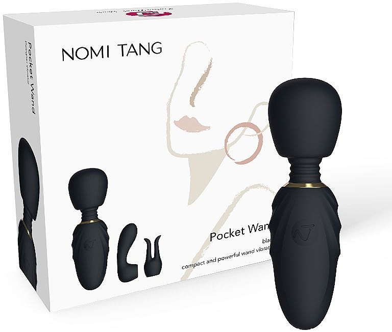 Компактний вібратор з насадками, чорний - Nomi Tang Pocket Wand Black — фото N8