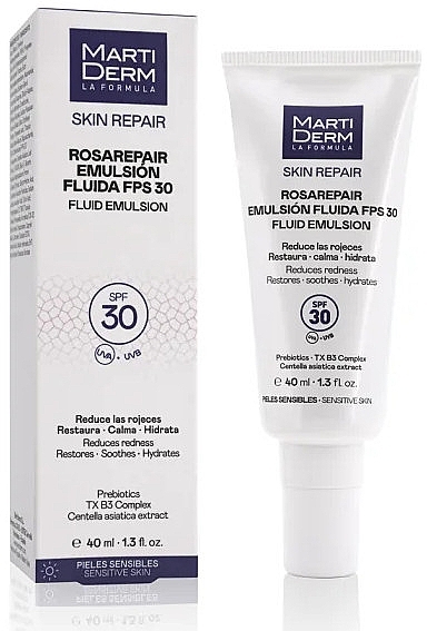 Флюїд-емульсія для схильної до почервоніння та чутливої шкіри - Martiderm Skin Repair Rosarepair Fluid Emulsion SPF30+ — фото N2