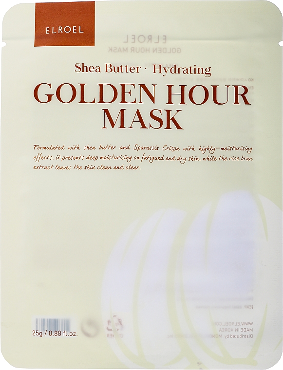 Тканевая маска для лица увлажняющая - Elroel Golden Hour Mask Shea Butter Hydrating — фото N1
