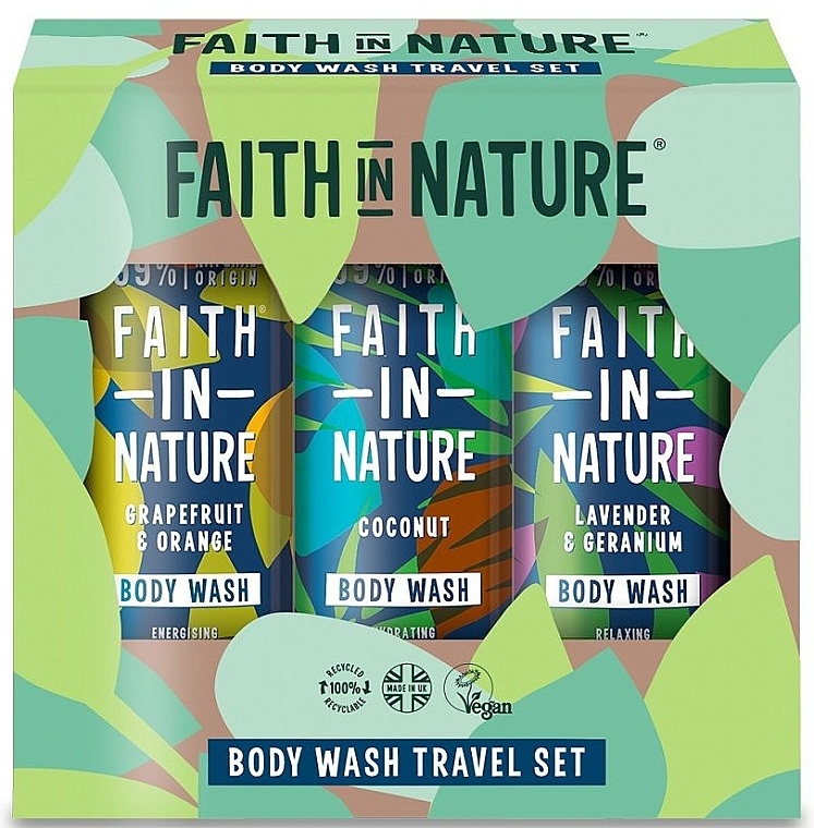 Набір - Faith In Nature Body Wash Travel Set (b/wash/3x400ml) — фото N1