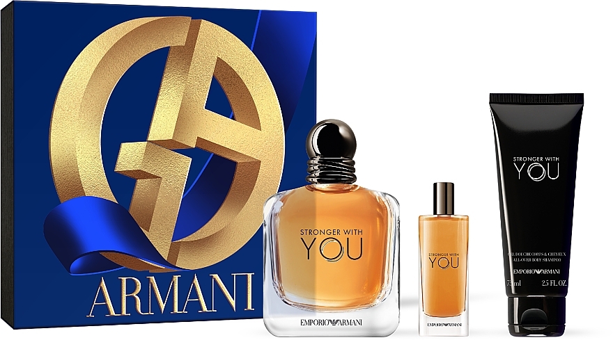 Giorgio Armani Emporio Armani Stronger With You - Набір (edt/100ml + edt/15ml + sh/gel/75ml) — фото N1