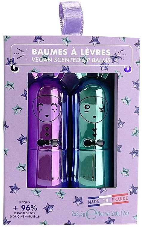 Набор бальзамов для губ - Inuwet Purple Ribbon Duo Set (lip/balm/2x3.5g) — фото N1