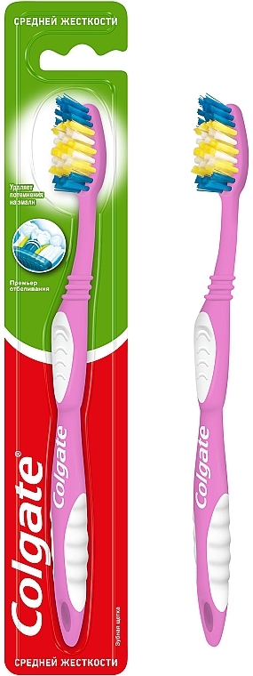 Зубная щетка "Премьер" средней жесткости №1, розовая - Colgate Premier Medium Toothbrush — фото N1