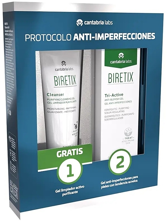 Набор - Cantabria Labs Biretix Anti-Imperfecciones (cleans/gel/75ml + f/gel/50ml) — фото N1