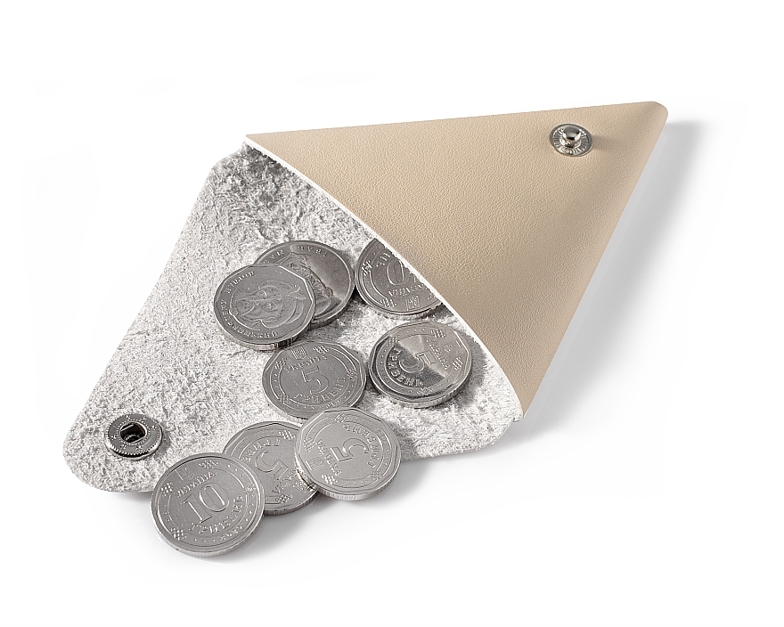 Кошелек-монетница для мелочей, бежевый “Triangle” - MAKEUP Triangle Coin-Purse Pu Leather Beige — фото N2