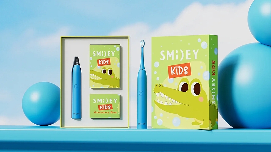 Дитяча електрична зубна щітка, синя - Smiley Kids — фото N4