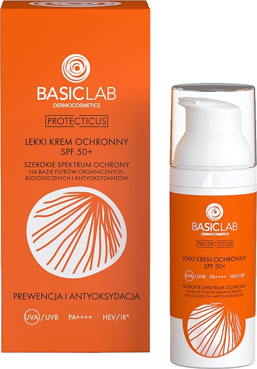 Сонцезахисний крем для обличчя - BasicLab Dermocosmetics Protecticus Protective Cream SPF50 + — фото N1