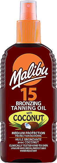 Масло для тела с эффектом бронзового загара - Malibu Bronzing Tanning Oil With Coconut SPF 15 — фото N1
