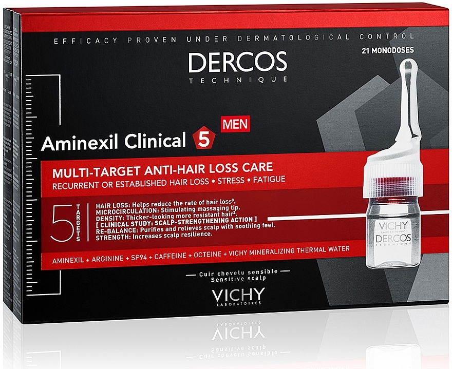 Средство против выпадения волос и комплексного действия для мужчин - Vichy Dercos Aminexil Clinical 5 — фото N1