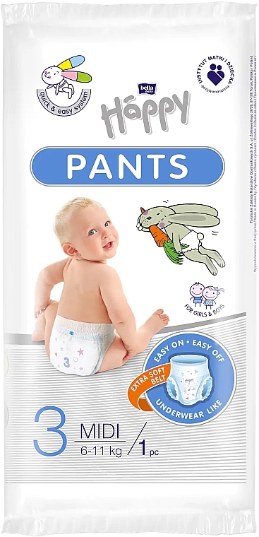 Детские подгузники-трусики Midi 6-11 кг, размер 3, 1 шт. - Bella Baby Happy Pants — фото N1