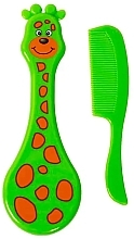 Парфумерія, косметика Гребінець та щітка для волосся "Жираф", зелений - Lindo Li 600