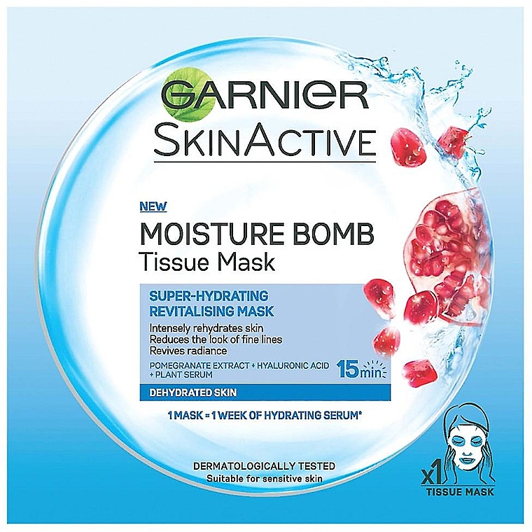 Тканевая маска с экстрактом граната - Garnier Skin Active Pomegranate Moisture Bomb Eye Tissue Mask — фото N1