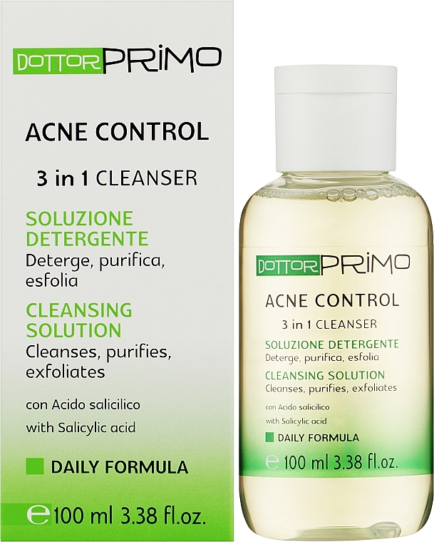 Салициловый 2% очищающий гель для проблемной кожи с демодекозом - Dottor Primo Acne Control 3 in 1 Cleanser — фото N2