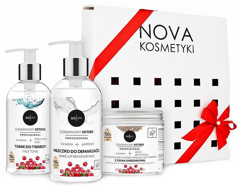 Набор - Nova Kosmetyki GoSPA Detoxifying Face Cleansing Treatment (f/tonic/250ml + f/milk/250ml + f/mask/200ml) — фото N1