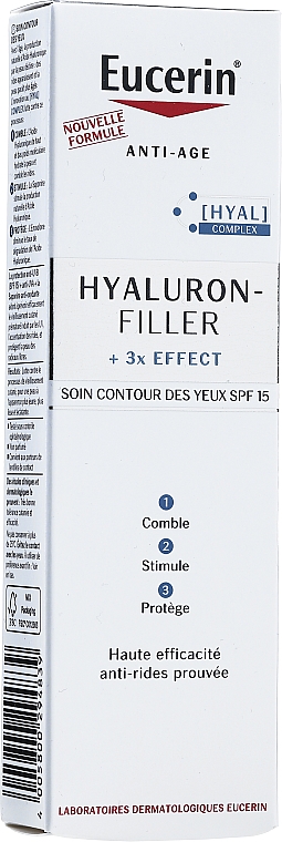 Крем для шкіри навколо очей - Eucerin Hyaluron-Filler + 3x Effect SPF 15 — фото N2