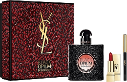 Парфумерія, косметика Yves Saint Laurent Black Opium - Набір (edp/50ml + mni/lipstick/1.3g + mini/eye/pencil/0.8g)