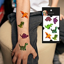 Набір дитячих тимчасових тату "Фіолетові динозаврики" - Tattooshka — фото N4