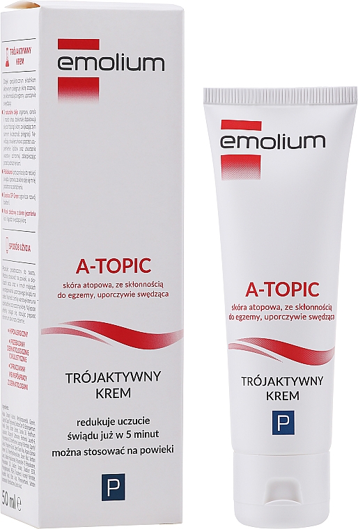 Крем потрійної дії для атопічної, схильної до екземи шкіри обличчя - Emolium A-topic Cream — фото N2