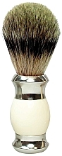 Помазок для гоління з ворсом борсука, полімерна ручка, беж зі сріблом - Golddachs Finest Badger Polymer Handle Beige Silver — фото N1