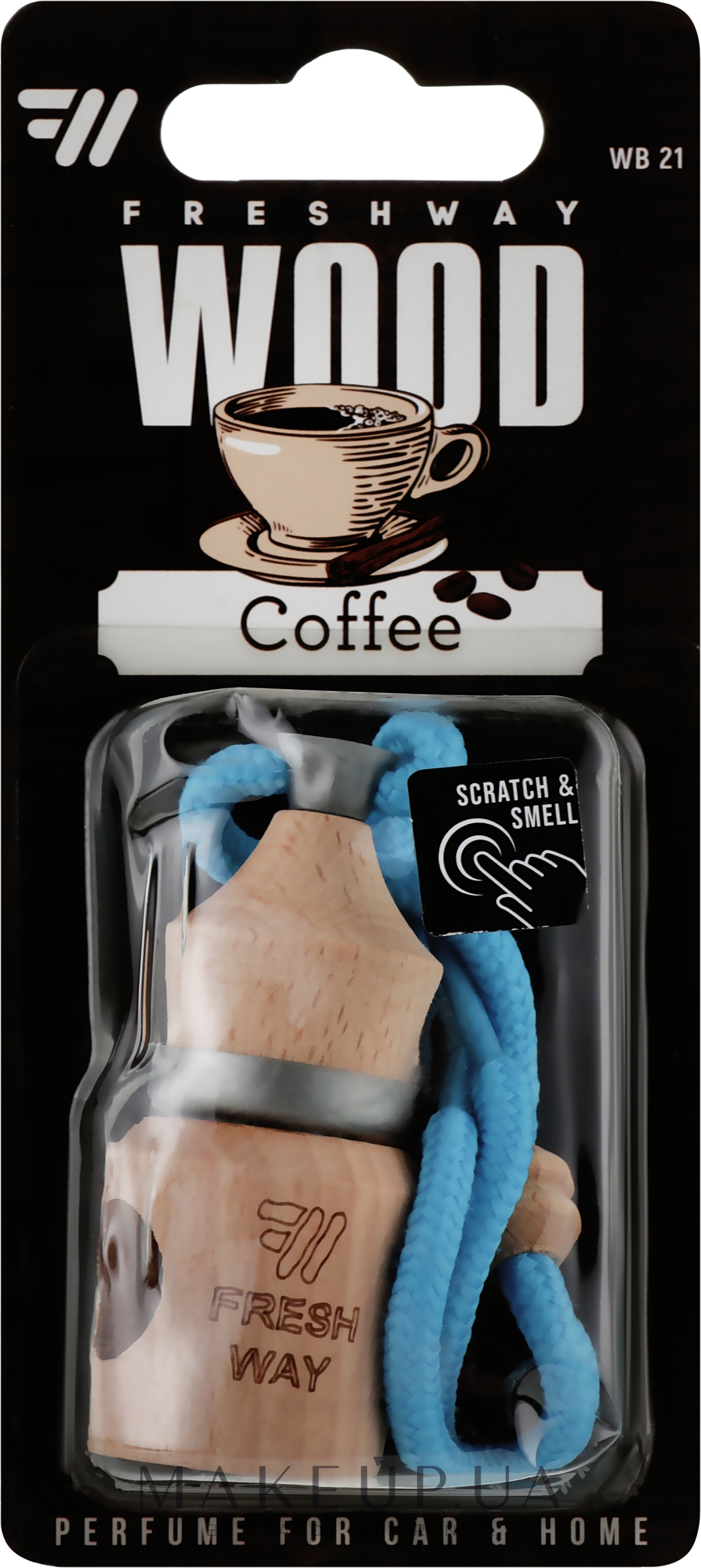 Ароматизатор корковий на дзеркало - FreshWay Wood Blister Coffee — фото 5ml