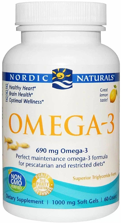 Пищевая добавка с лимонным вкусом "Омега-3" - Nordic Naturals Omega-3 Lemon Soft Gels — фото N1