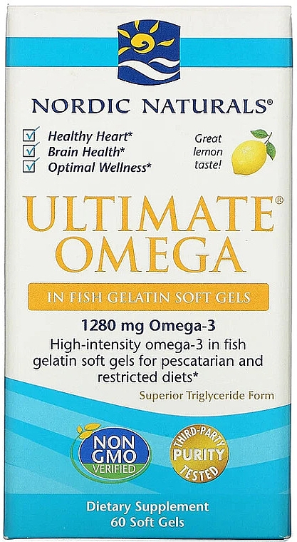 Пищевая добавка в мягких желатиновых таблетках "Омега 3", 1280 мг - Nordic Naturals Ultimate Omega Xtra Lemon — фото N2