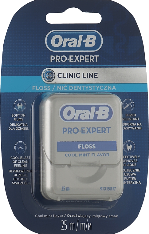 Зубна нитка, 25 м - Oral-B Pro-Expert Clinic Line Floss Cool Mint — фото N1