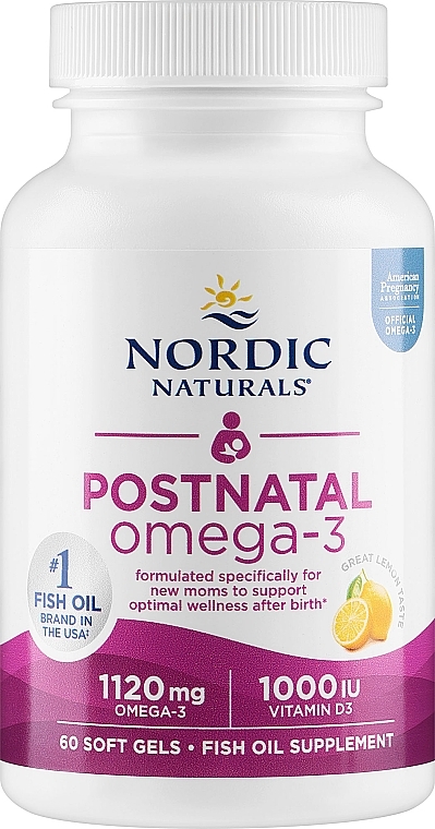 Харчова добавка для молодих мам "Омега-3" - Nordic Naturals Postnatal Omega-3 Lemon Flavor — фото N1