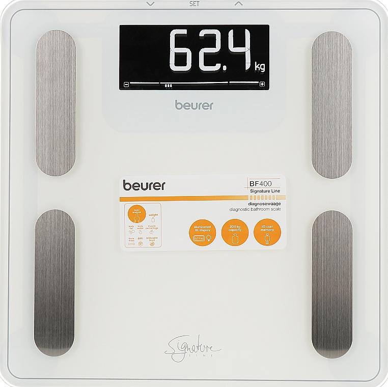 Белые диагностические весы - Beurer BF 400 Signature Line White — фото N1