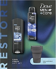 Набор - Dove Men+Care Cool Fresh Set (sh/gel/250ml + deo/spray/150ml + folding/cup) — фото N2