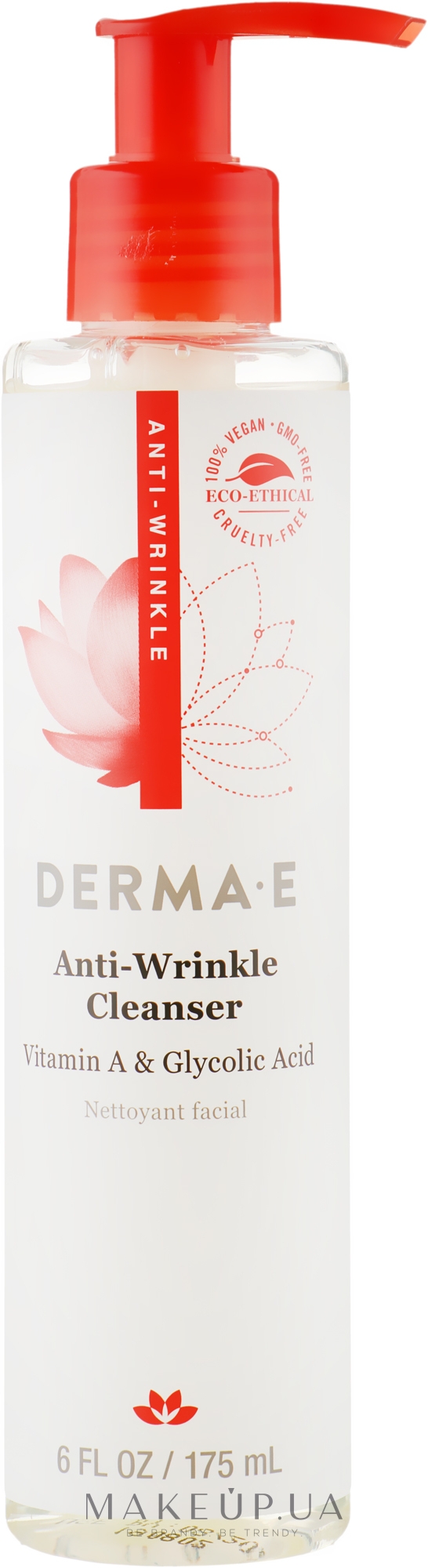Средство для умывания лица с витамином А и гликолевой кислотой - Derma E Anti-Wrinkle Cleanser — фото 175ml