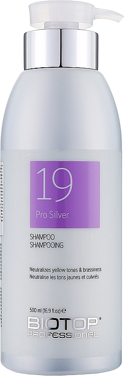 Шампунь антижелтый для волос - Biotop 19 Pro Silver Shampoo — фото N2