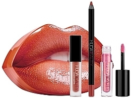 Набір - Huda Beauty Contour & Strobe Set Bombshell & Ritzy (l/pen/1.2g + lipstick/1.9ml + l/gloss/2ml) — фото N1