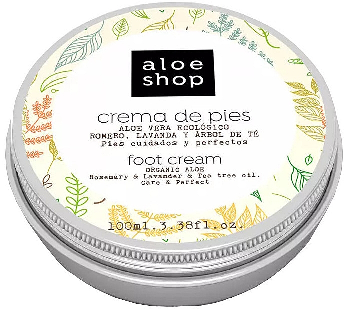 Крем для ног "Розмарин, лаванда и масло чайного дерева" - Aloe Shop Organic Aloe Rosemary & Lavender & Tea Tree Oil Foot Cream — фото N1